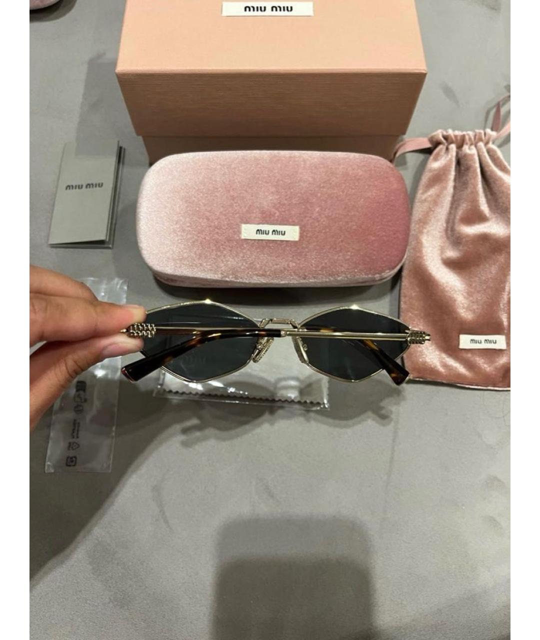 MIU MIU Коричневые металлические солнцезащитные очки, фото 7