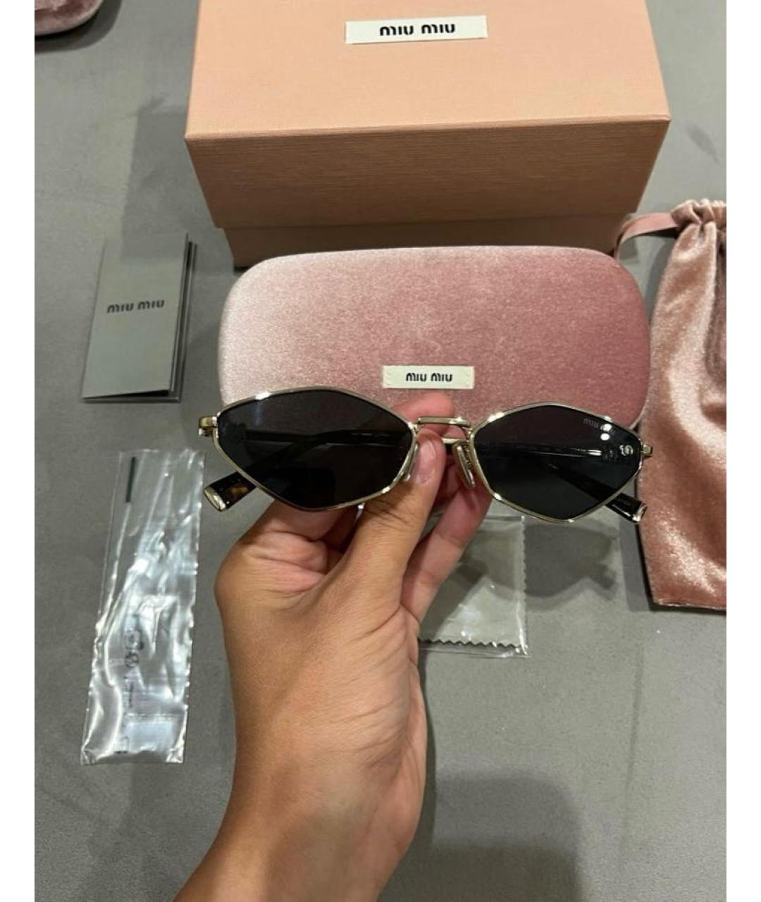 MIU MIU Коричневые металлические солнцезащитные очки, фото 5