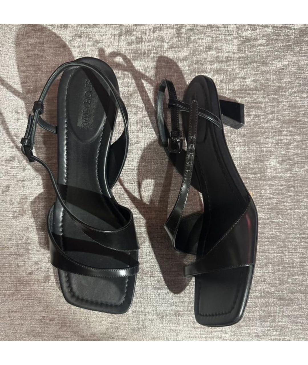 SPORTMAX Черные кожаные босоножки, фото 2