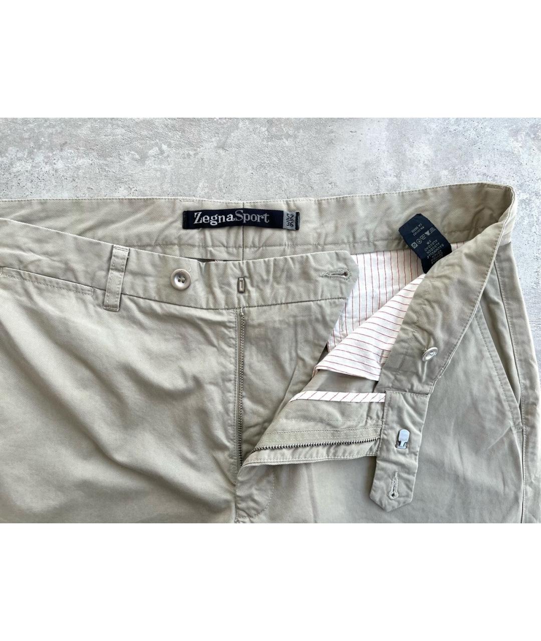 ERMENEGILDO ZEGNA Бежевые хлопковые брюки чинос, фото 4