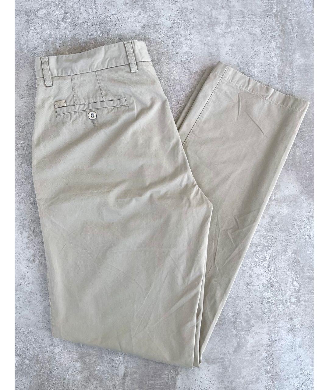 ERMENEGILDO ZEGNA Бежевые хлопковые брюки чинос, фото 3