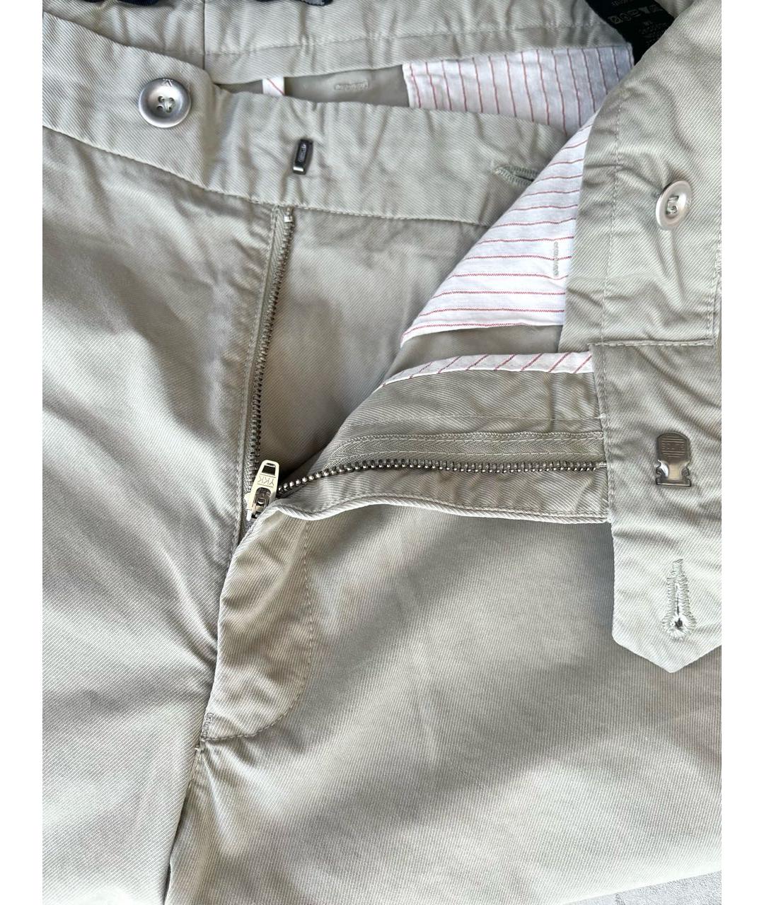 ERMENEGILDO ZEGNA Бежевые хлопковые брюки чинос, фото 7