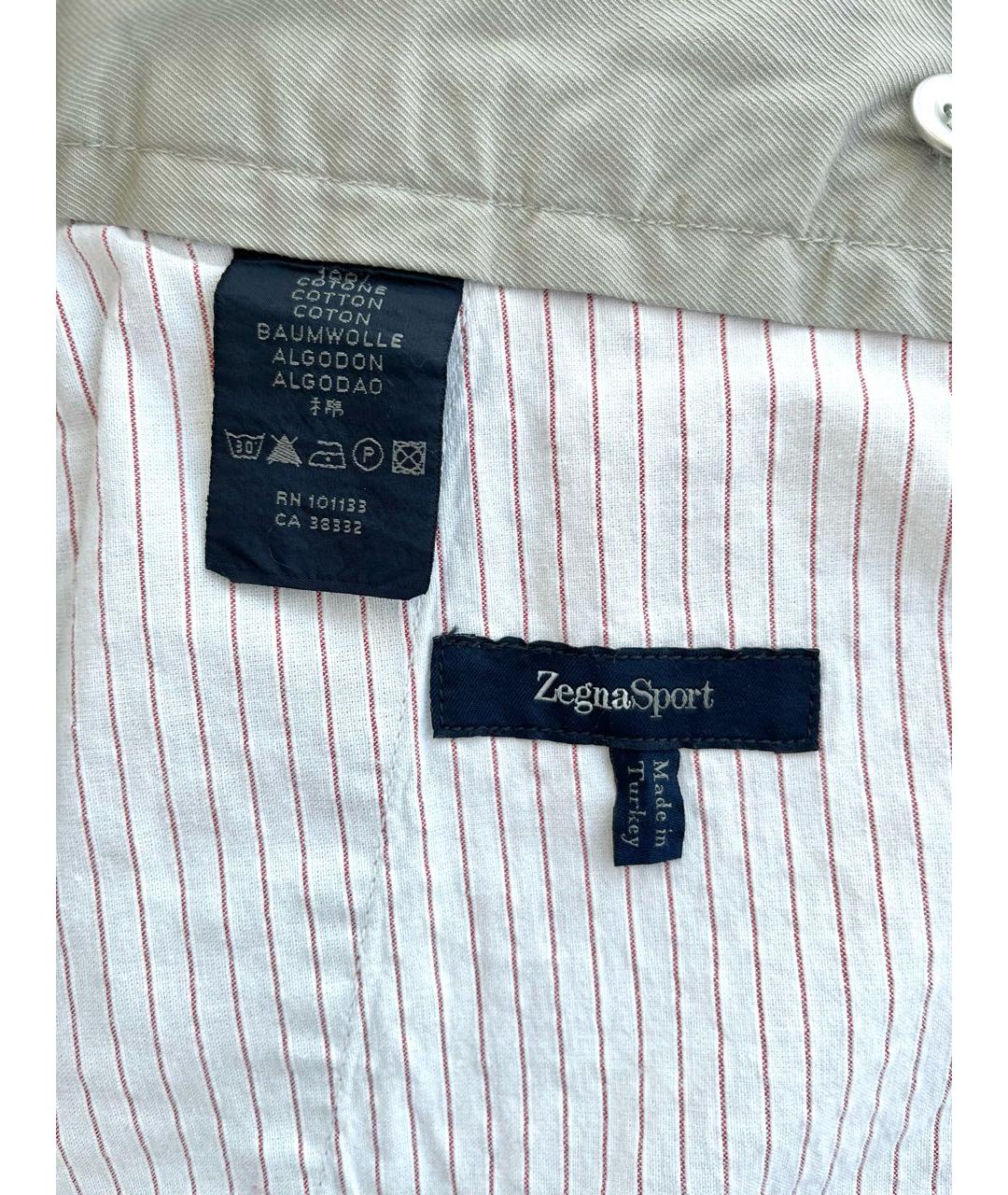 ERMENEGILDO ZEGNA Бежевые хлопковые брюки чинос, фото 6