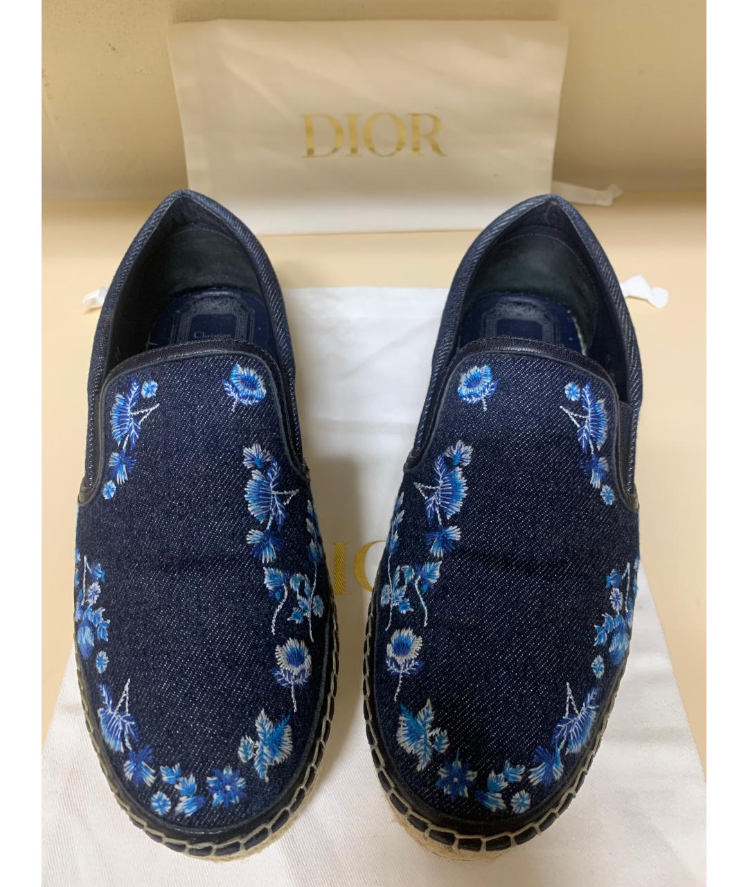 CHRISTIAN DIOR Темно-синие текстильные эспадрильи, фото 2