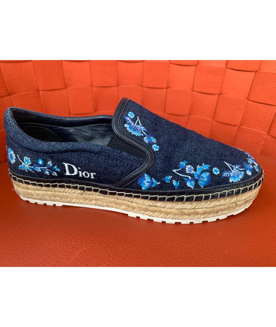 CHRISTIAN DIOR Темно-синие текстильные эспадрильи, фото 6