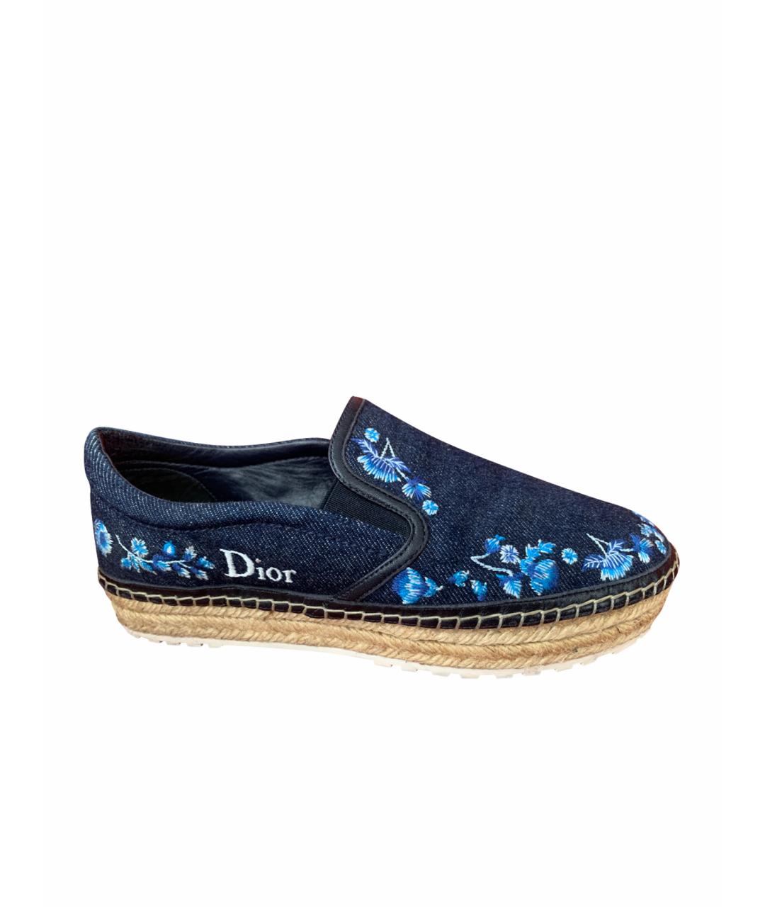 CHRISTIAN DIOR Темно-синие текстильные эспадрильи, фото 1