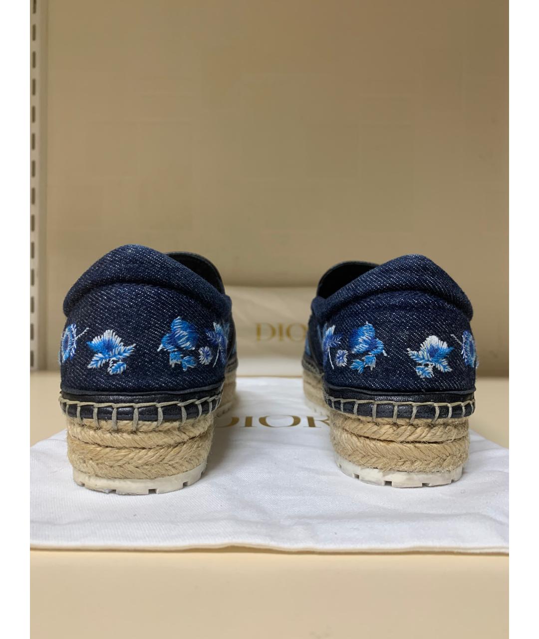 CHRISTIAN DIOR Темно-синие текстильные эспадрильи, фото 3
