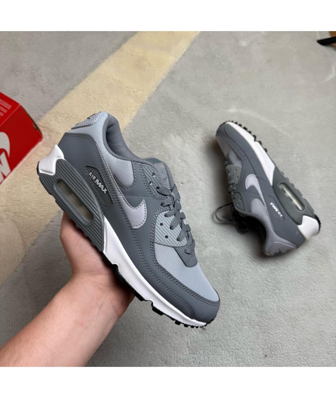 NIKE Серые кожаные низкие кроссовки / кеды, фото 2