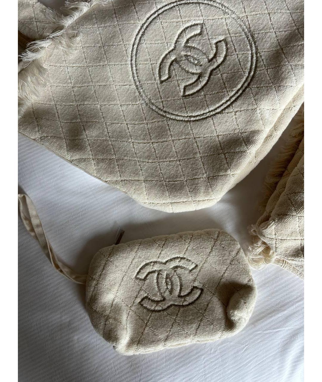 CHANEL Бежевая хлопковая пляжная сумка, фото 6