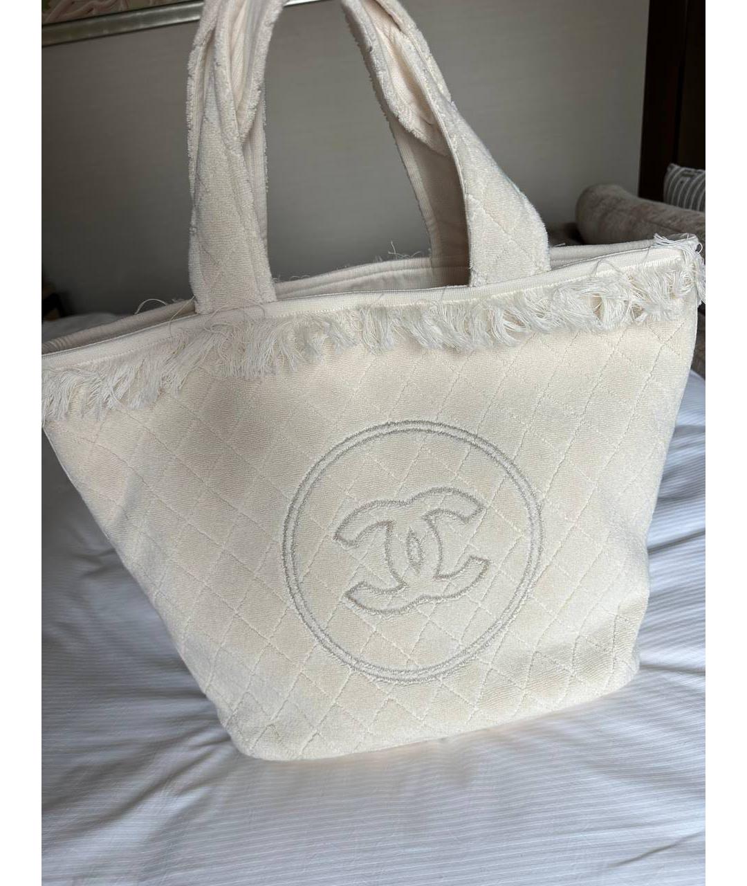 CHANEL Бежевая хлопковая пляжная сумка, фото 4