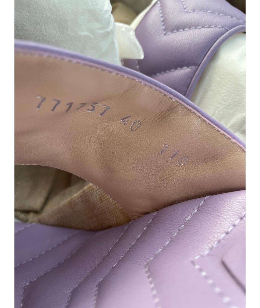 GUCCI Фиолетовые кожаные мюли, фото 7