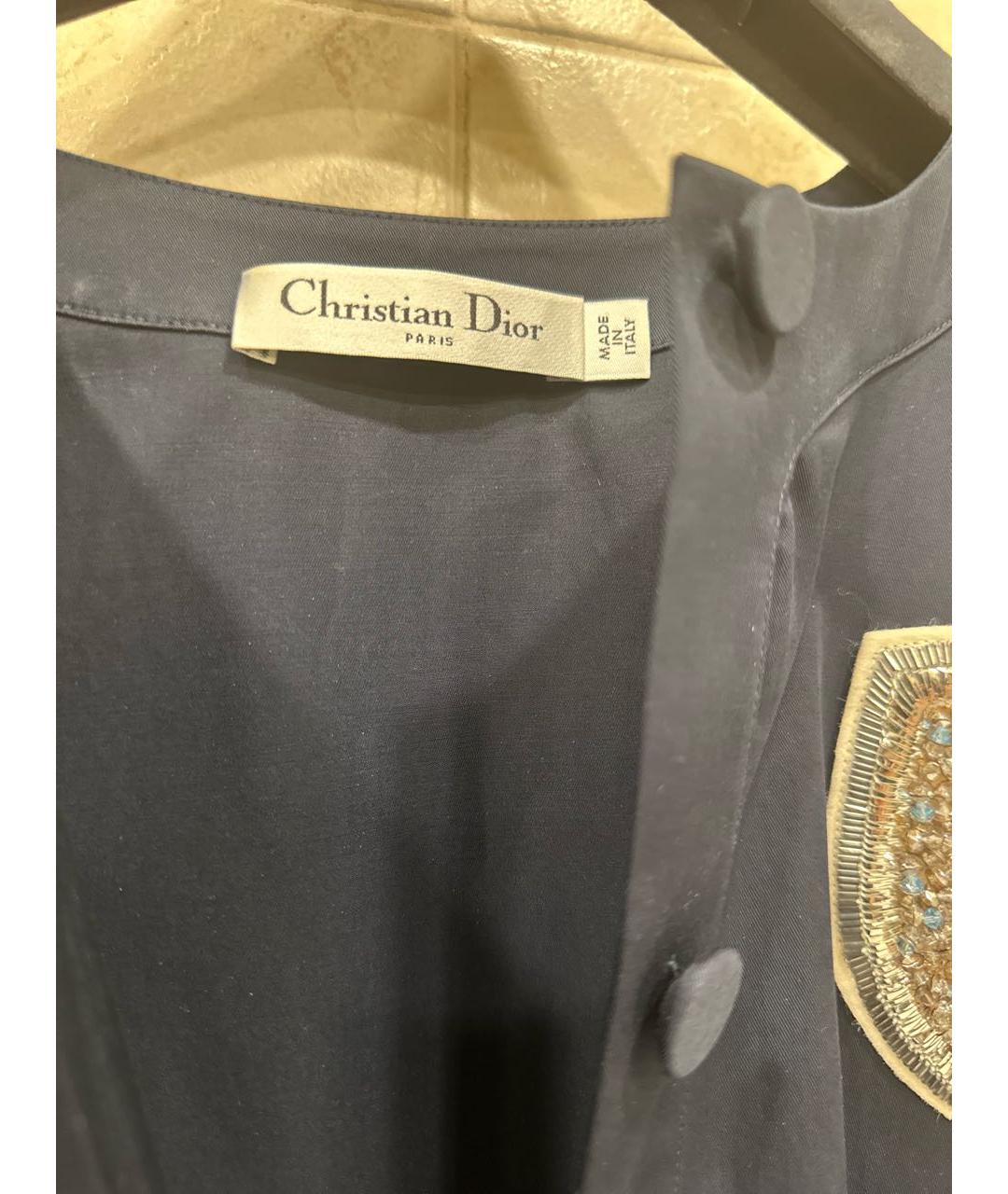 CHRISTIAN DIOR Темно-синее хлопковое повседневное платье, фото 3