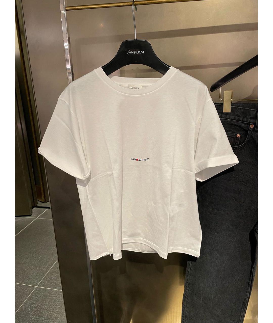 SAINT LAURENT Белая хлопковая футболка, фото 2