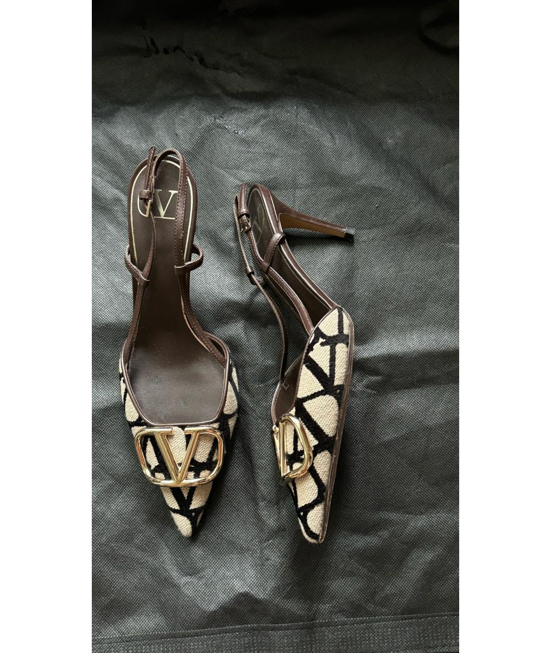 VALENTINO Бежевые лодочки на низком каблуке, фото 2