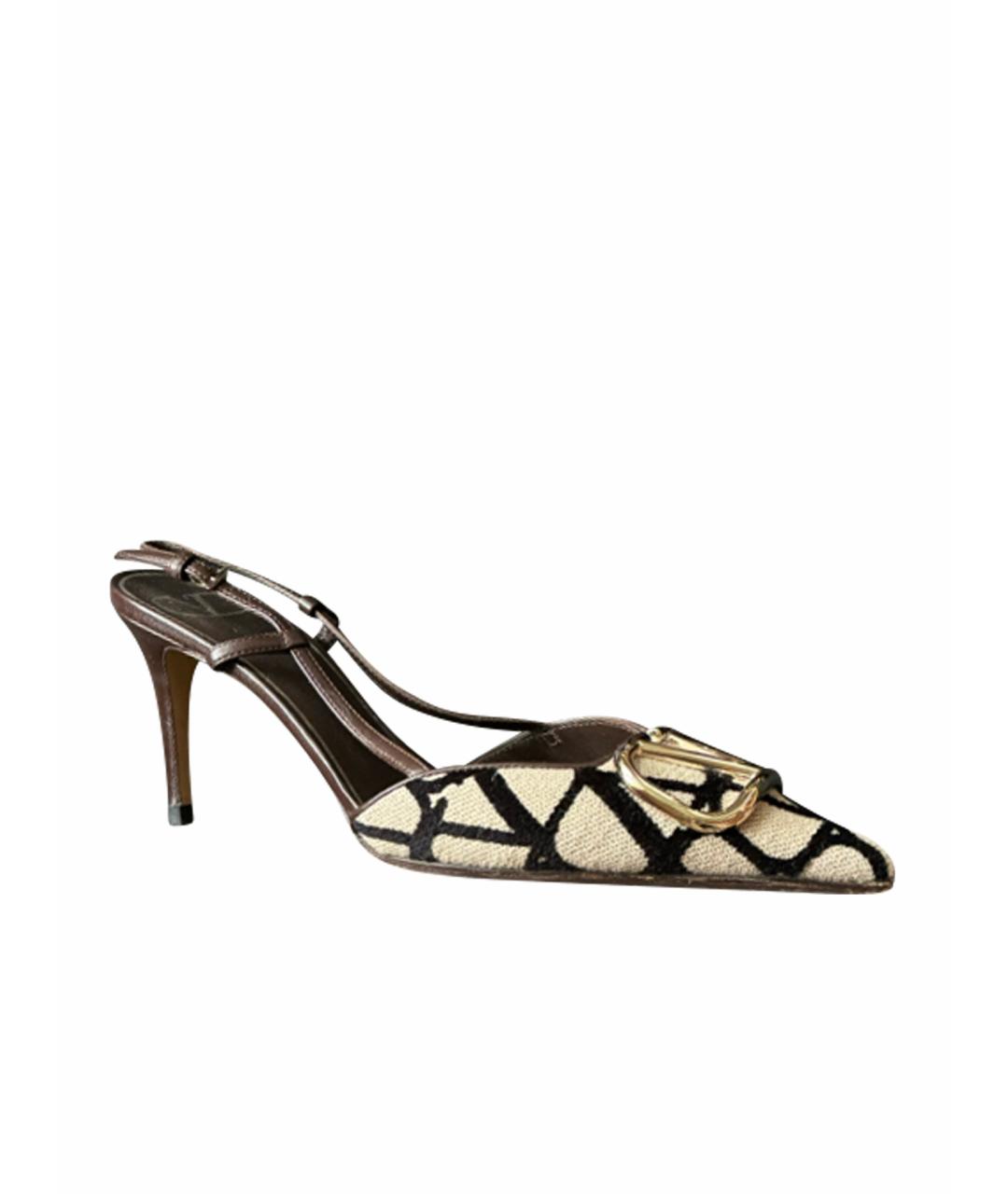 VALENTINO Бежевые лодочки на низком каблуке, фото 1