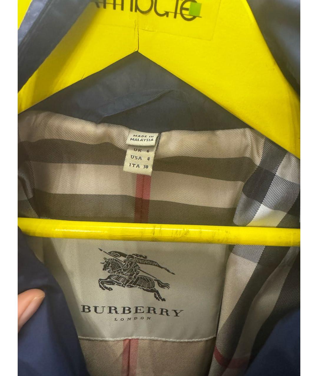 BURBERRY Синий полиамидовый тренч/плащ, фото 4
