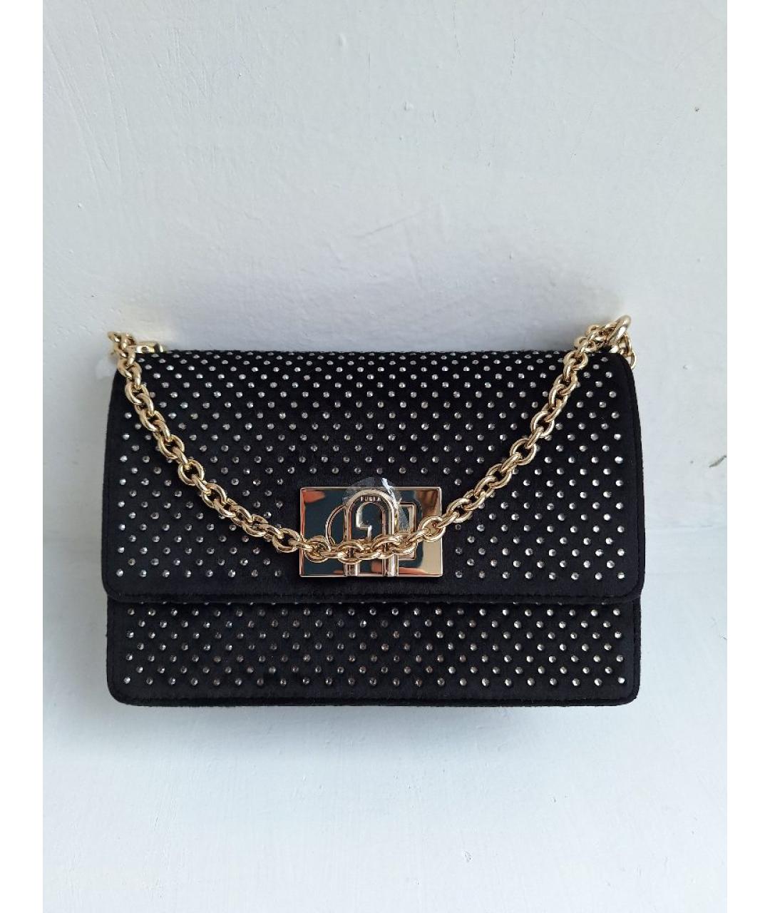 FURLA Черная тканевая сумка через плечо, фото 7