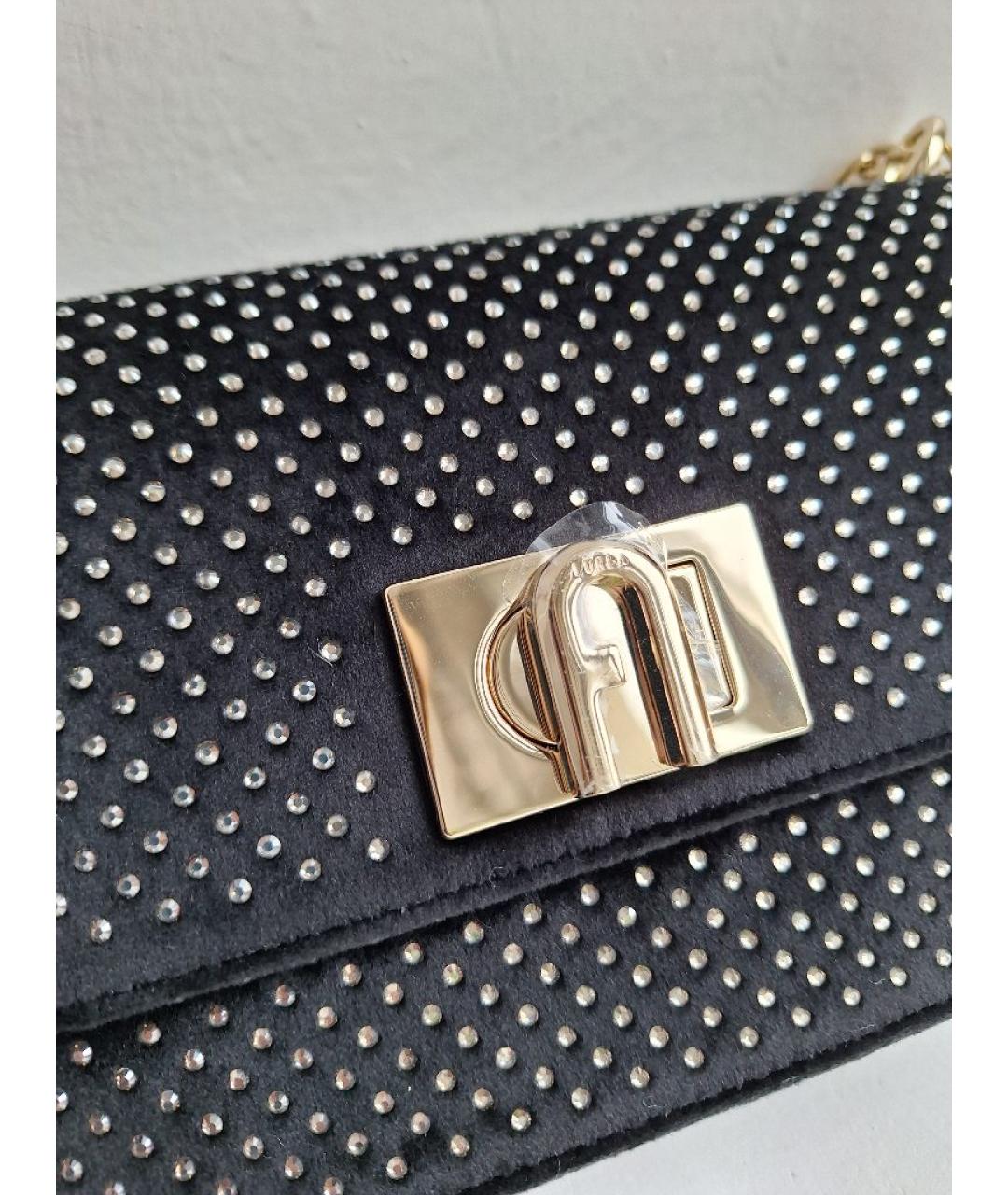 FURLA Черная тканевая сумка через плечо, фото 5