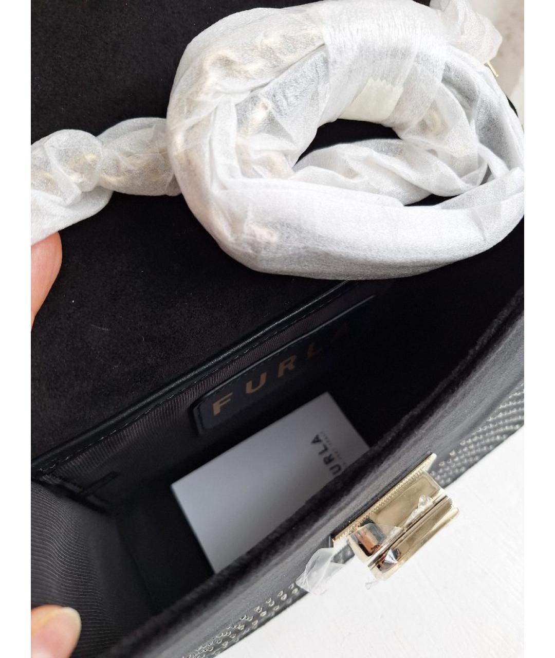 FURLA Черная тканевая сумка через плечо, фото 4