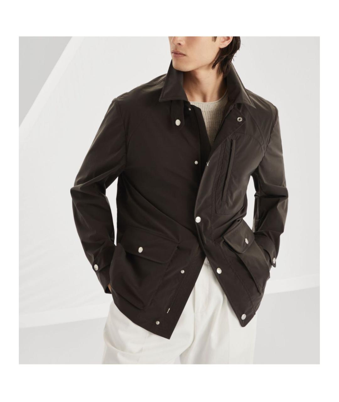 BRUNELLO CUCINELLI Коричневая хлопковая куртка, фото 4
