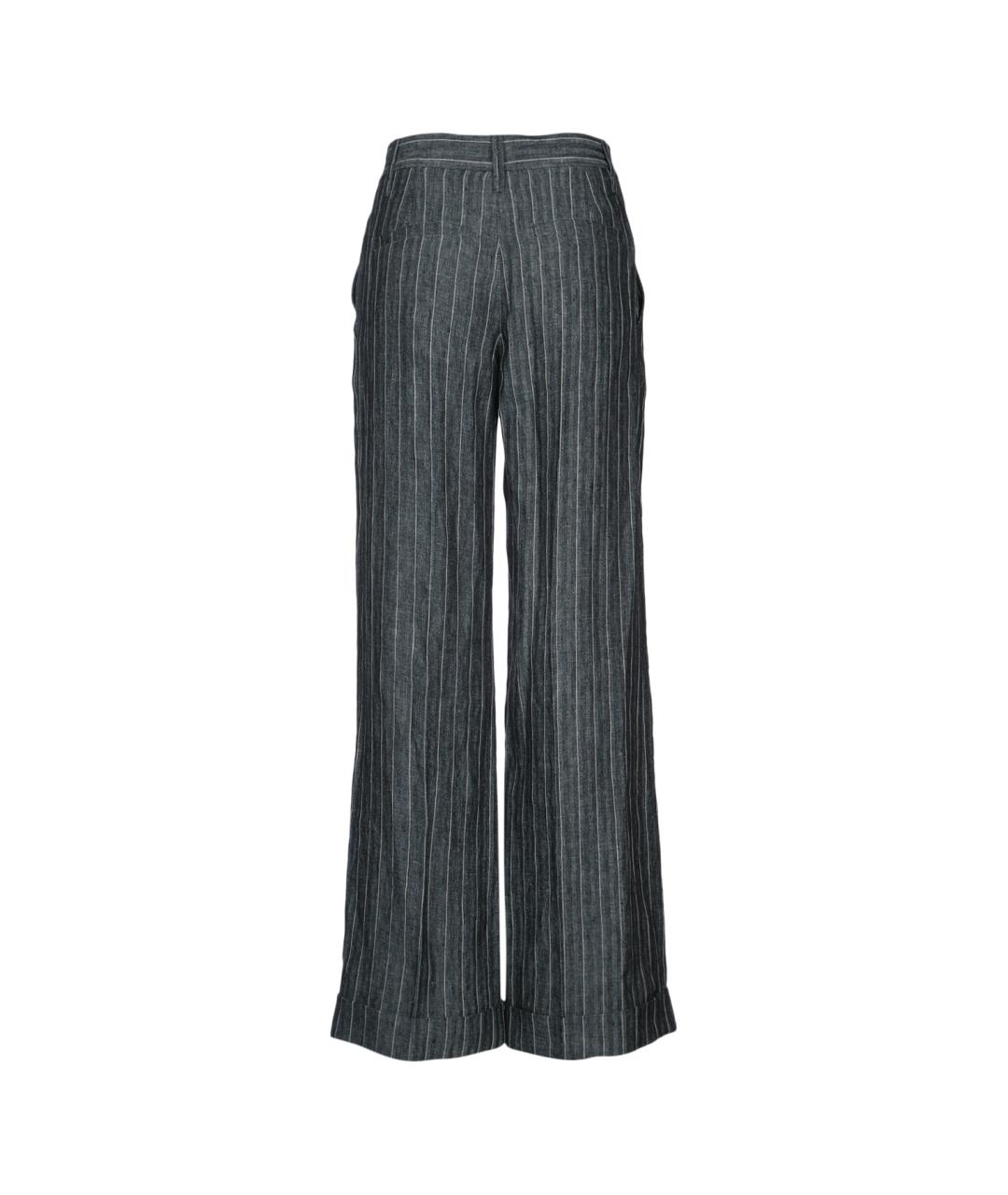 BRUNELLO CUCINELLI Антрацитовые льняные прямые брюки, фото 2