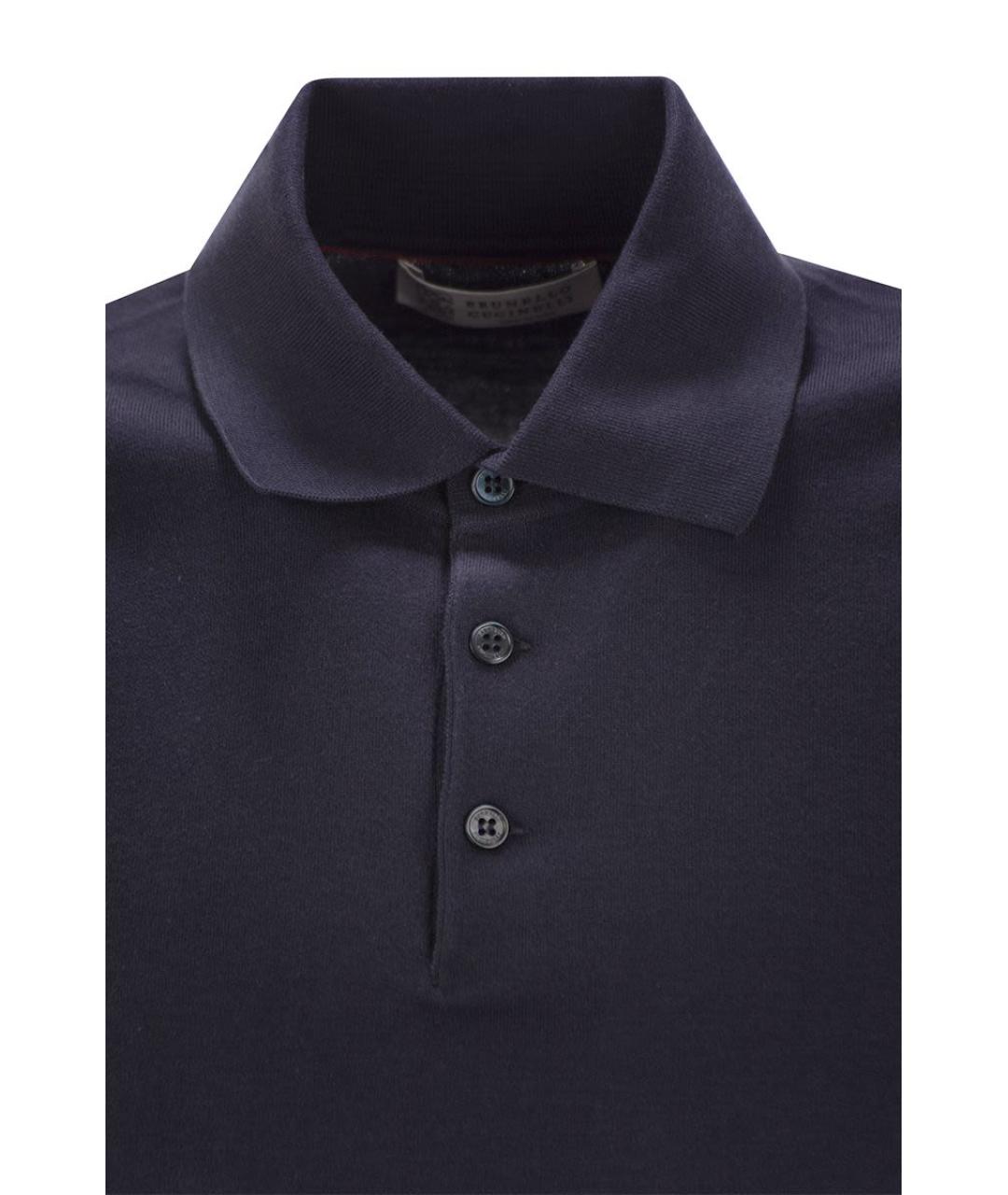 BRUNELLO CUCINELLI Темно-синяя хлопковая футболка, фото 4