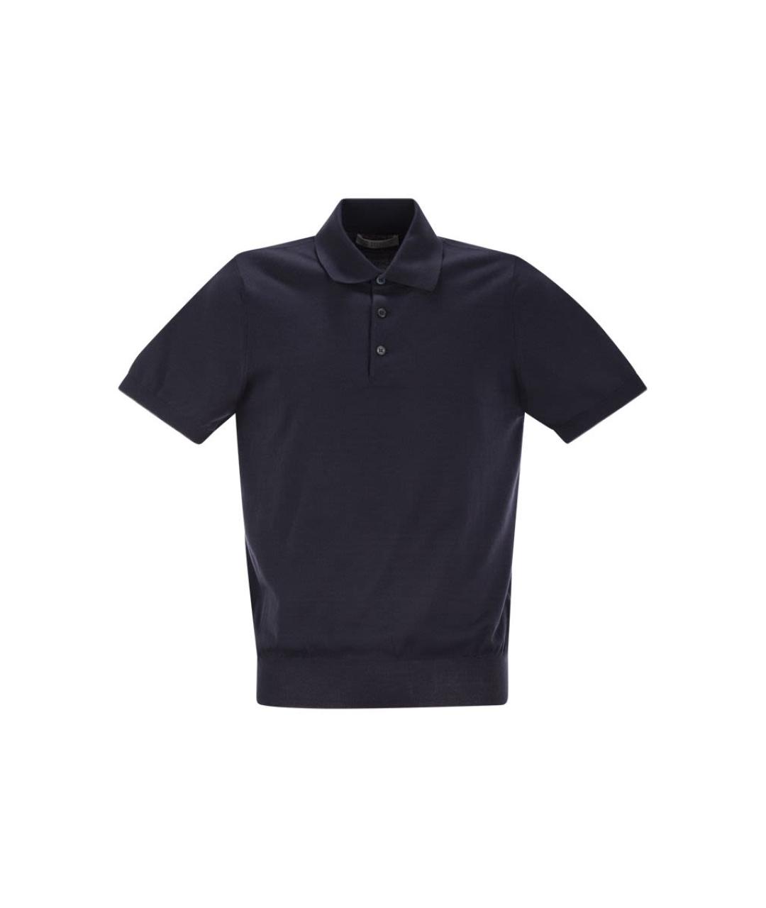 BRUNELLO CUCINELLI Темно-синяя хлопковая футболка, фото 1
