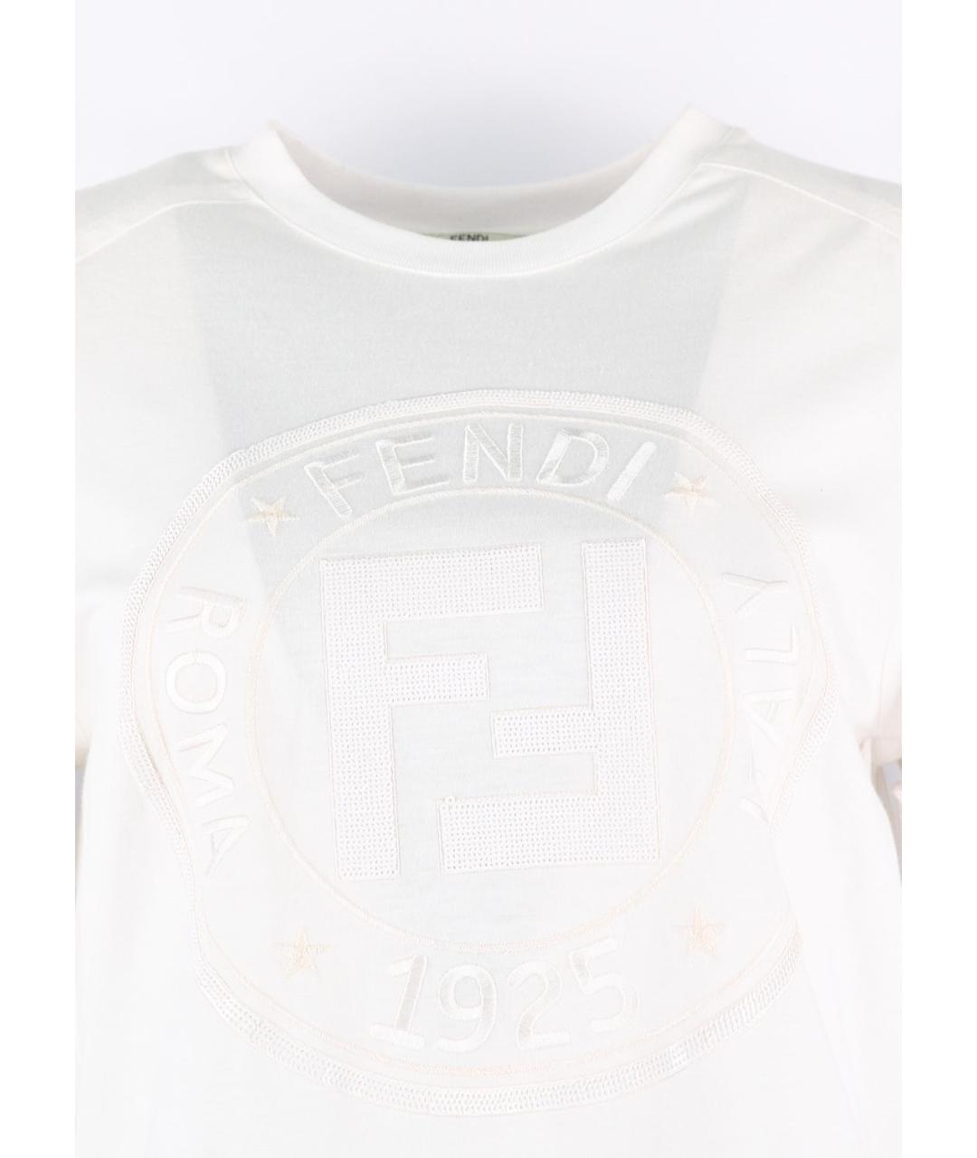 FENDI Белая хлопковая футболка, фото 4