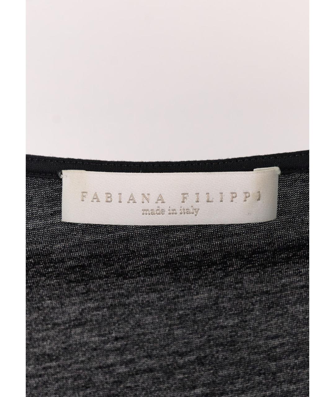 FABIANA FILIPPI Черная хлопковая футболка, фото 3