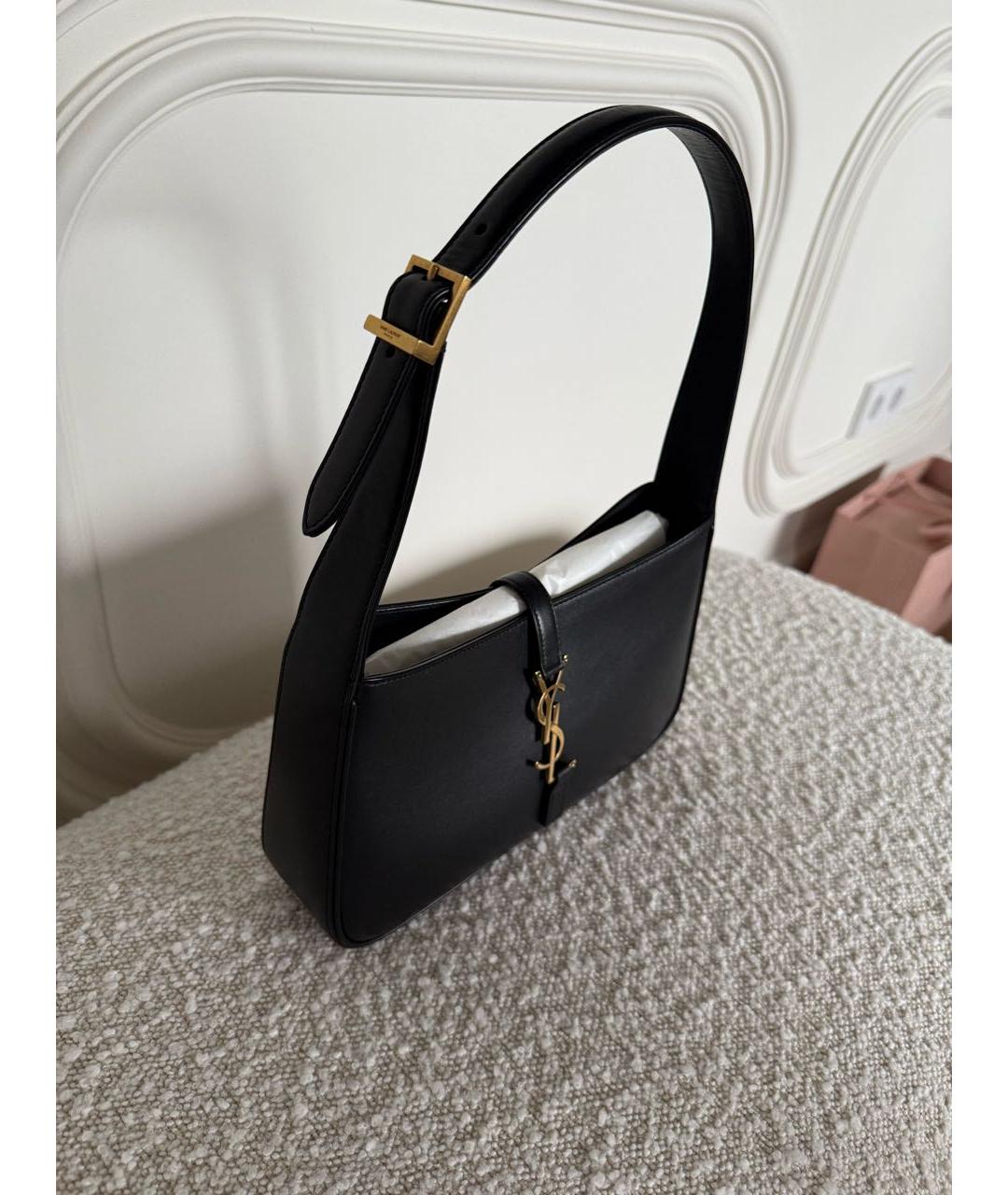 SAINT LAURENT Черная кожаная сумка с короткими ручками, фото 2