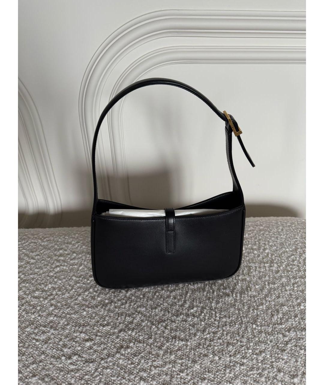 SAINT LAURENT Черная кожаная сумка с короткими ручками, фото 3