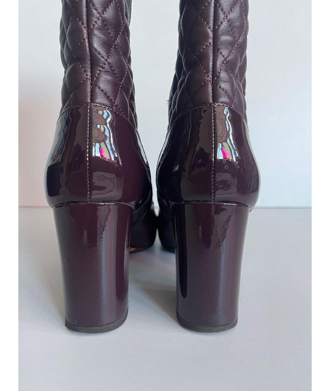 CHANEL Бордовые кожаные сапоги, фото 4