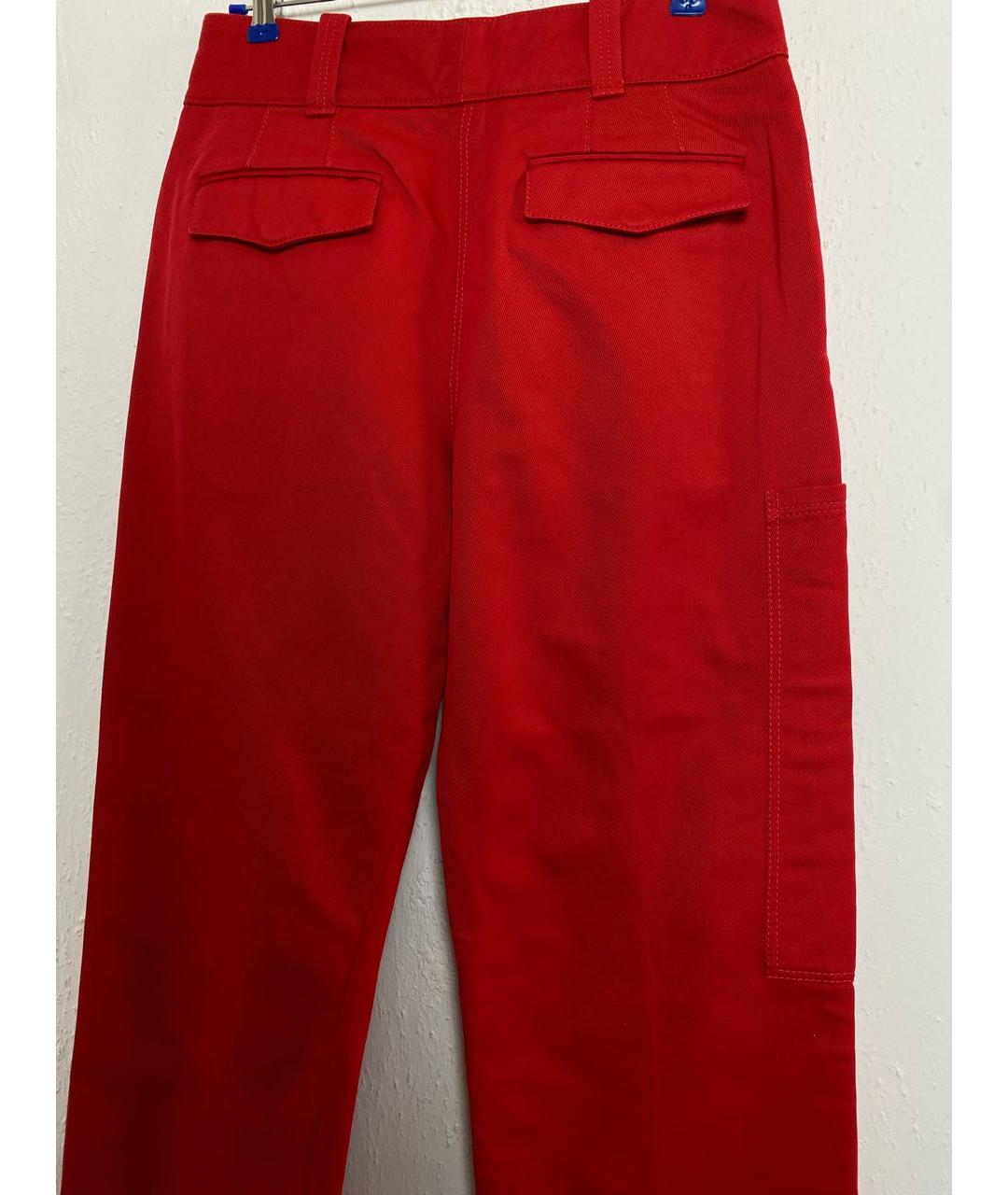 BURBERRY Красные хлопковые брюки широкие, фото 4