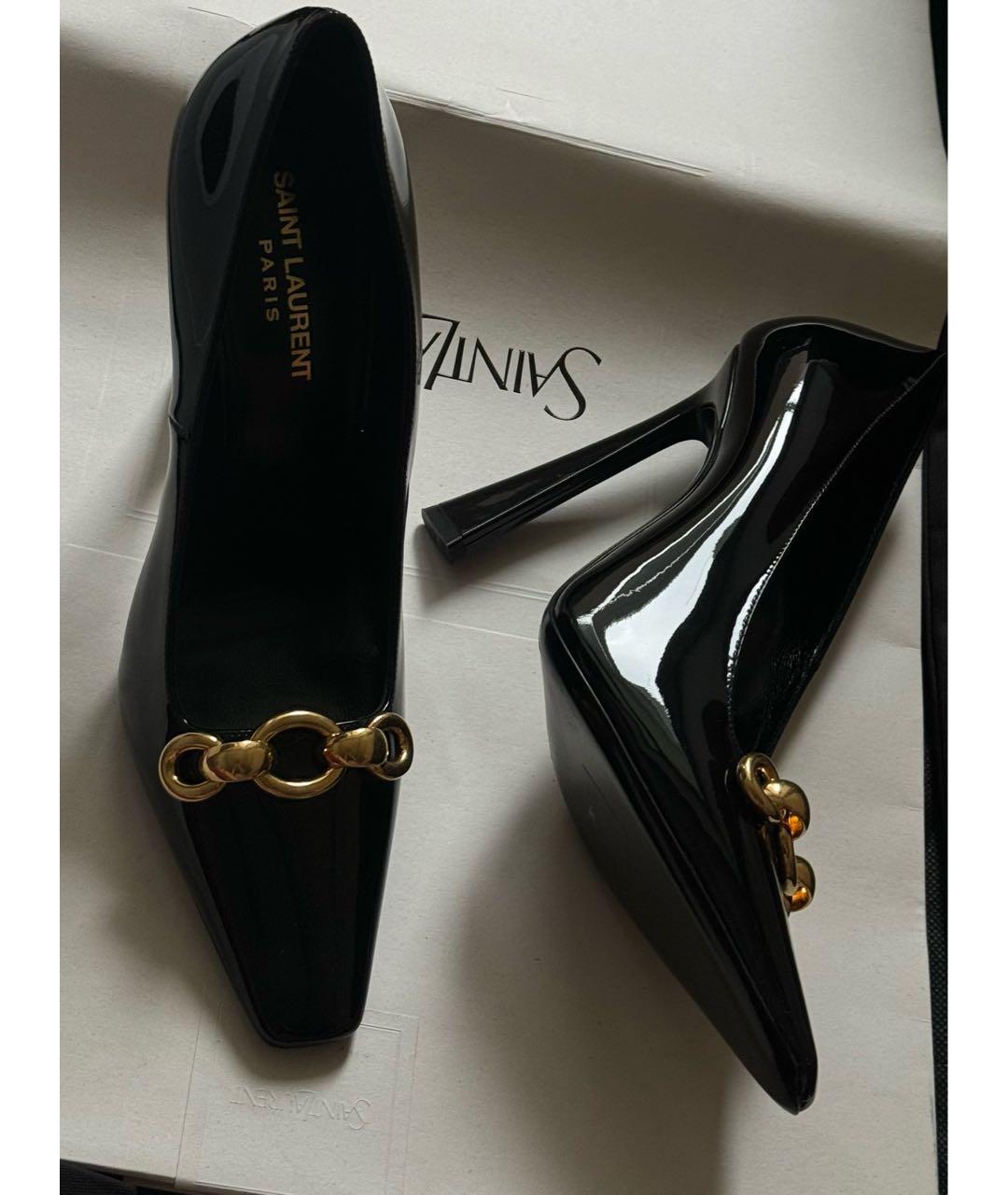 SAINT LAURENT Черные туфли из лакированной кожи, фото 6