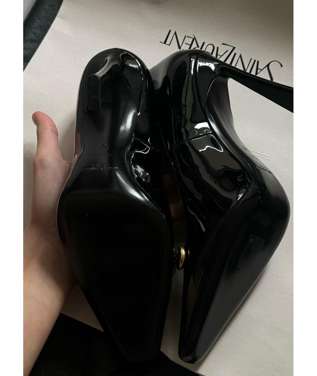 SAINT LAURENT Черные туфли из лакированной кожи, фото 3