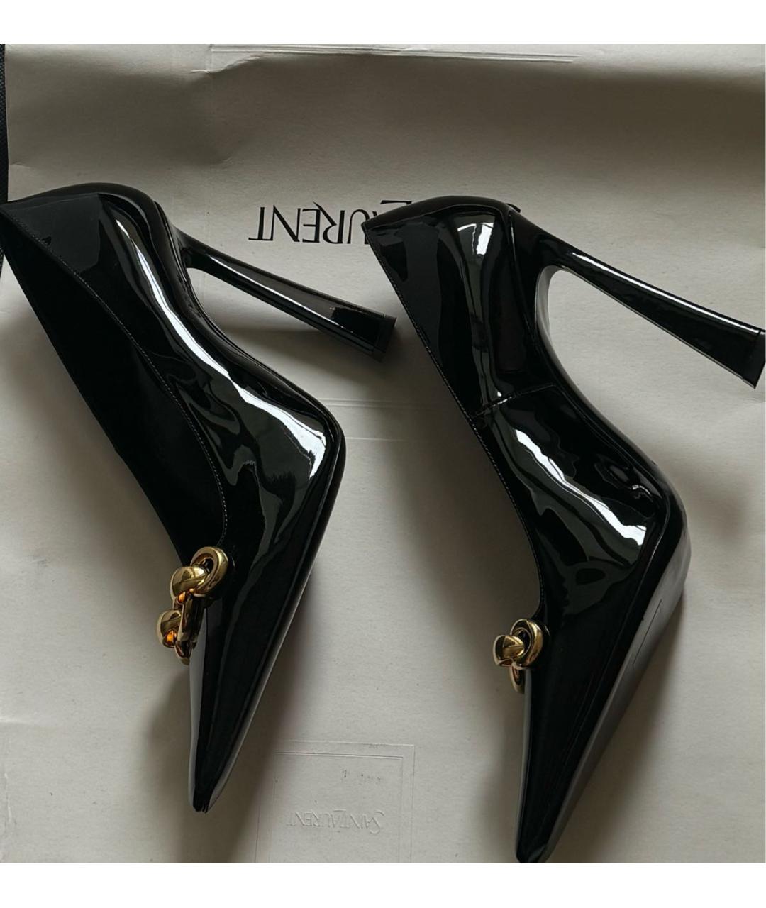 SAINT LAURENT Черные туфли из лакированной кожи, фото 2