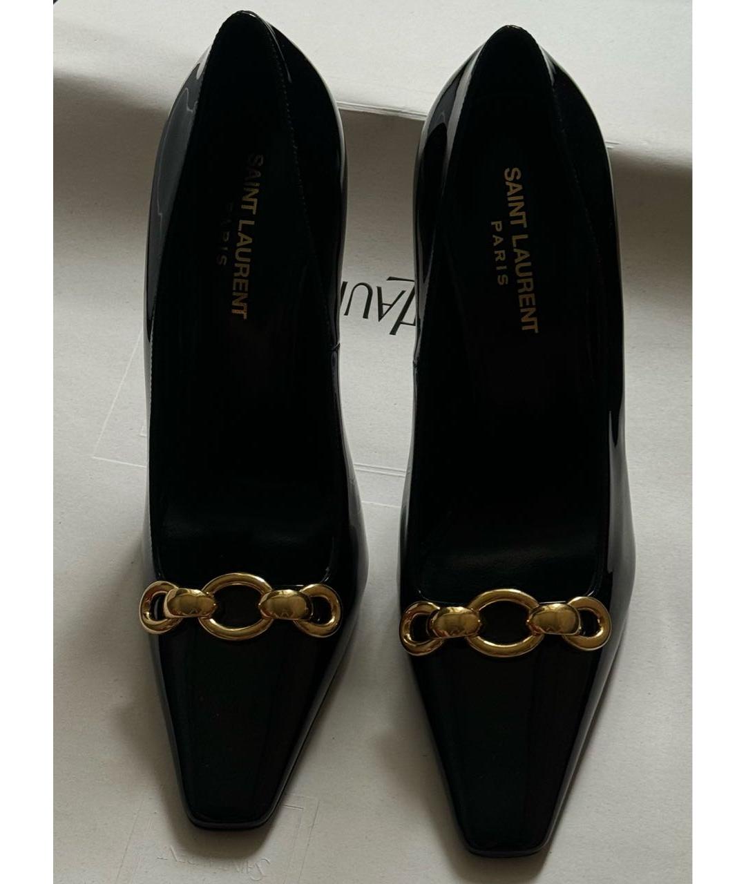 SAINT LAURENT Черные туфли из лакированной кожи, фото 4