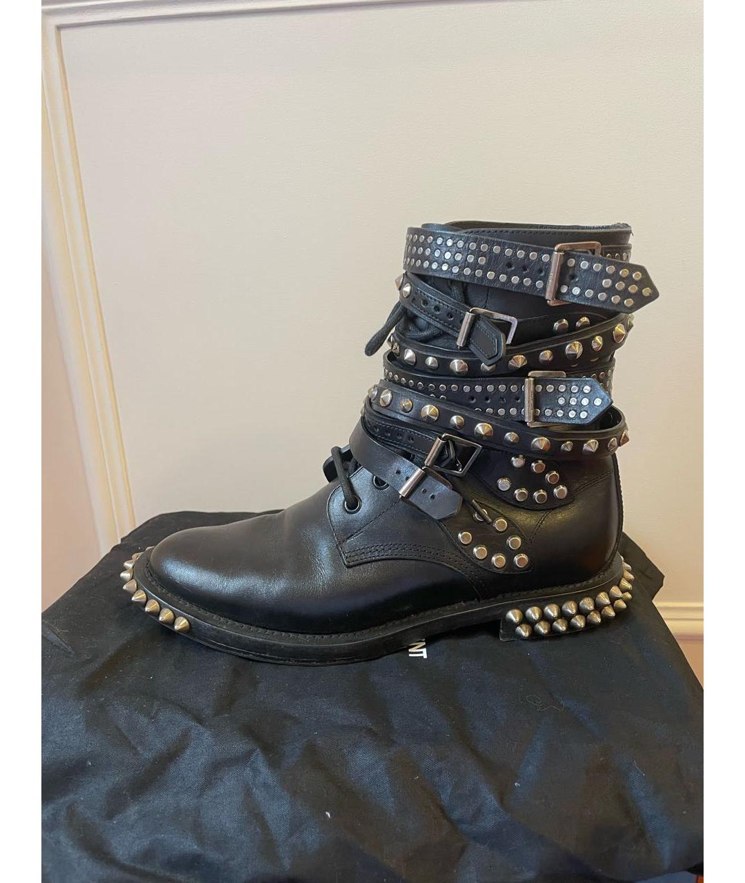 SAINT LAURENT Черные кожаные ботинки, фото 8