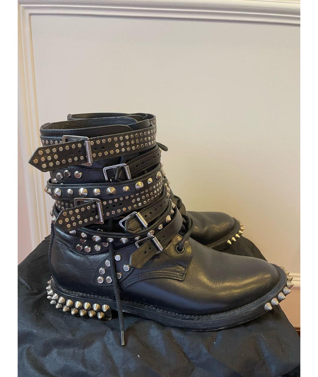 SAINT LAURENT Черные кожаные ботинки, фото 6