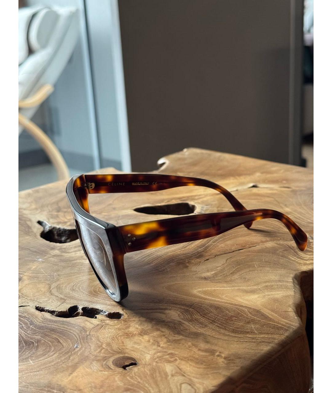 CELINE Коричневые пластиковые солнцезащитные очки, фото 2