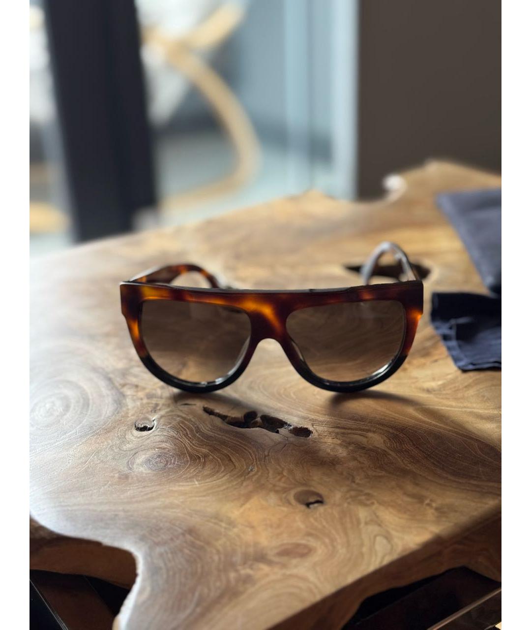 CELINE Коричневые пластиковые солнцезащитные очки, фото 9