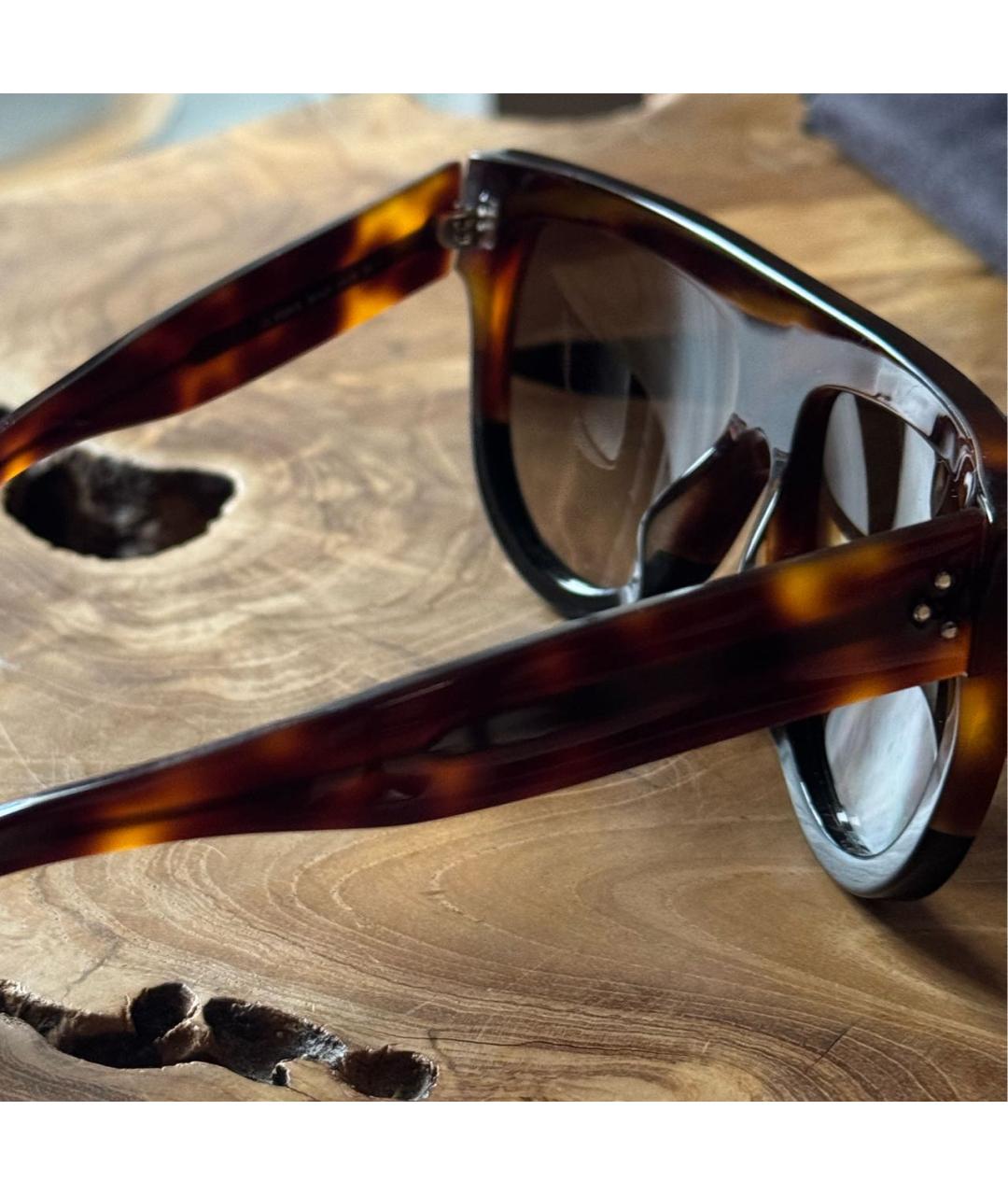 CELINE Коричневые пластиковые солнцезащитные очки, фото 3