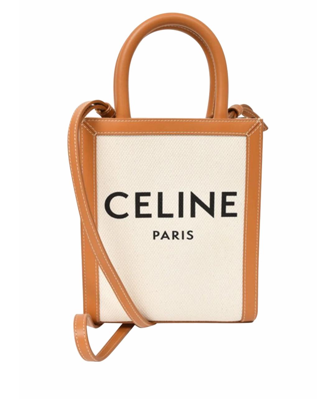 CELINE Коричневая хлопковая сумка тоут, фото 1
