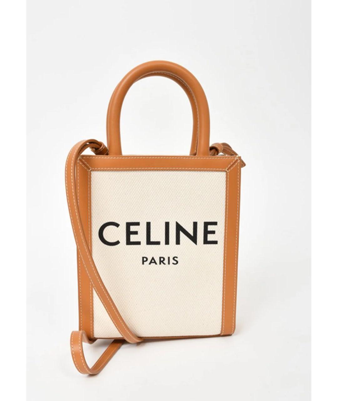 CELINE Коричневая хлопковая сумка тоут, фото 5