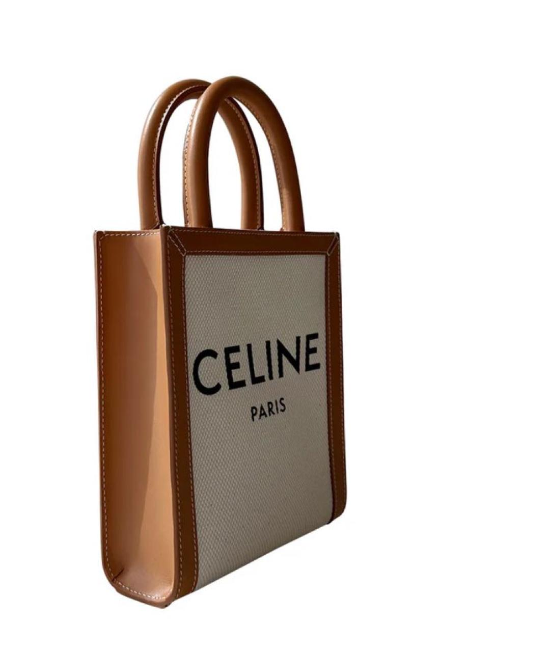 CELINE Коричневая хлопковая сумка тоут, фото 3