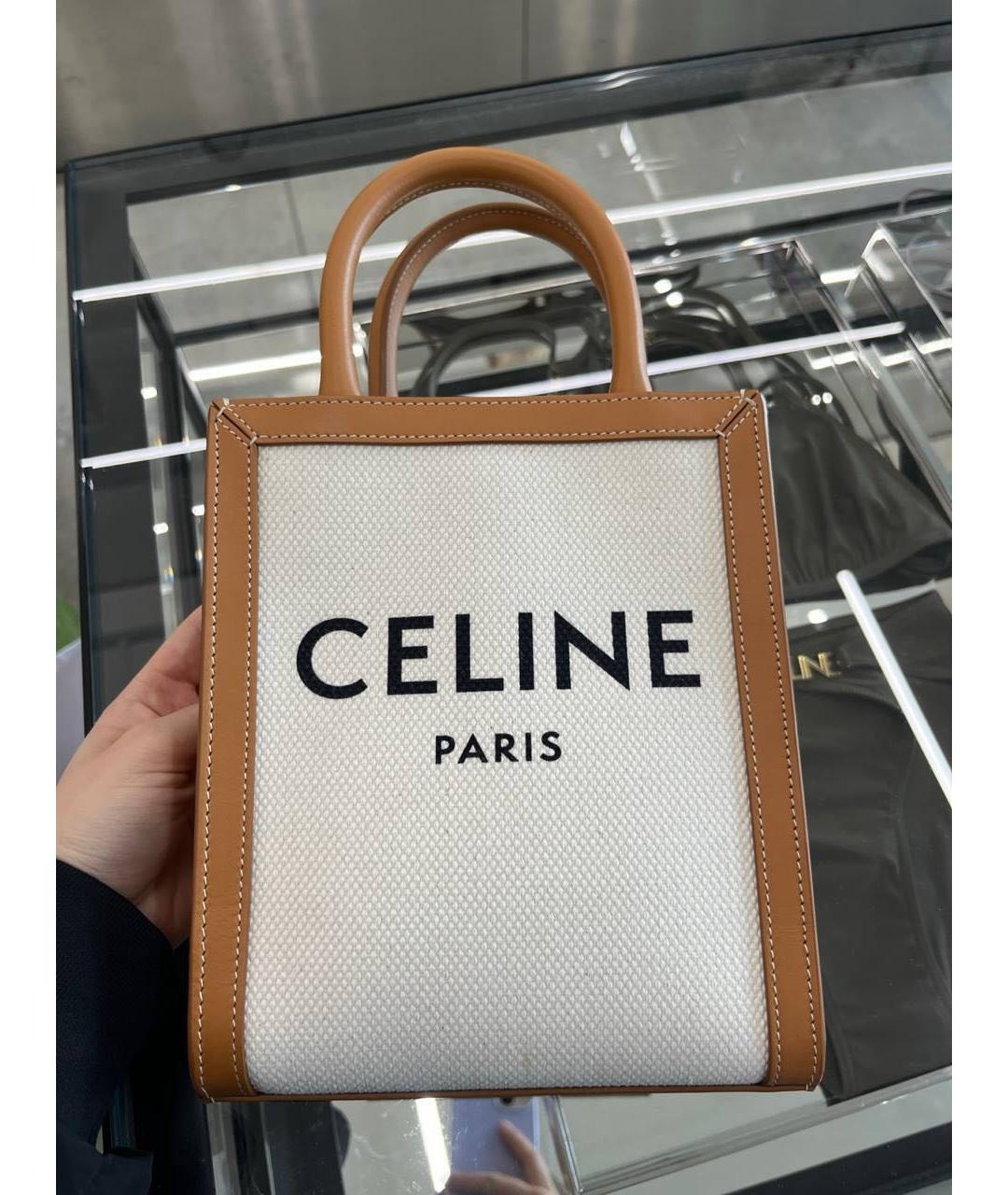 CELINE Коричневая хлопковая сумка тоут, фото 2