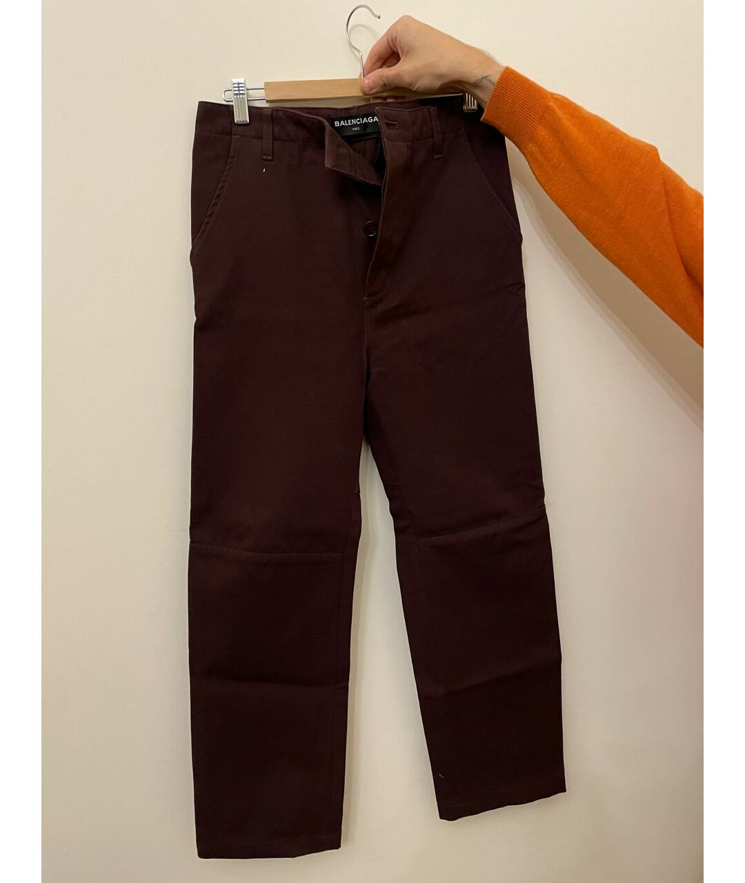 BALENCIAGA Бордовые хлопковые брюки чинос, фото 3