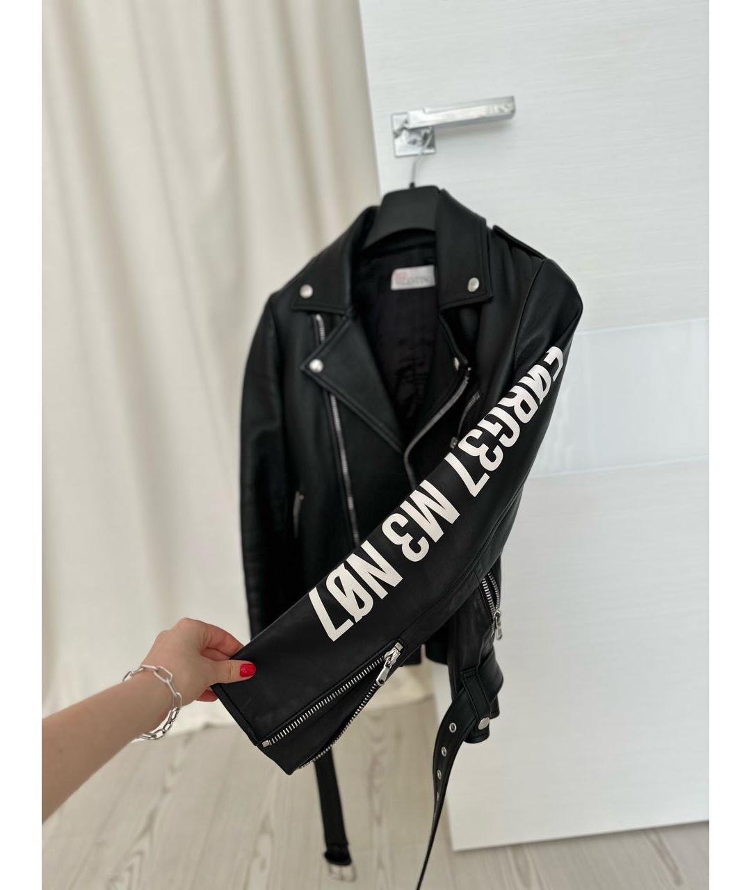 RED VALENTINO Черная кожаная куртка, фото 4