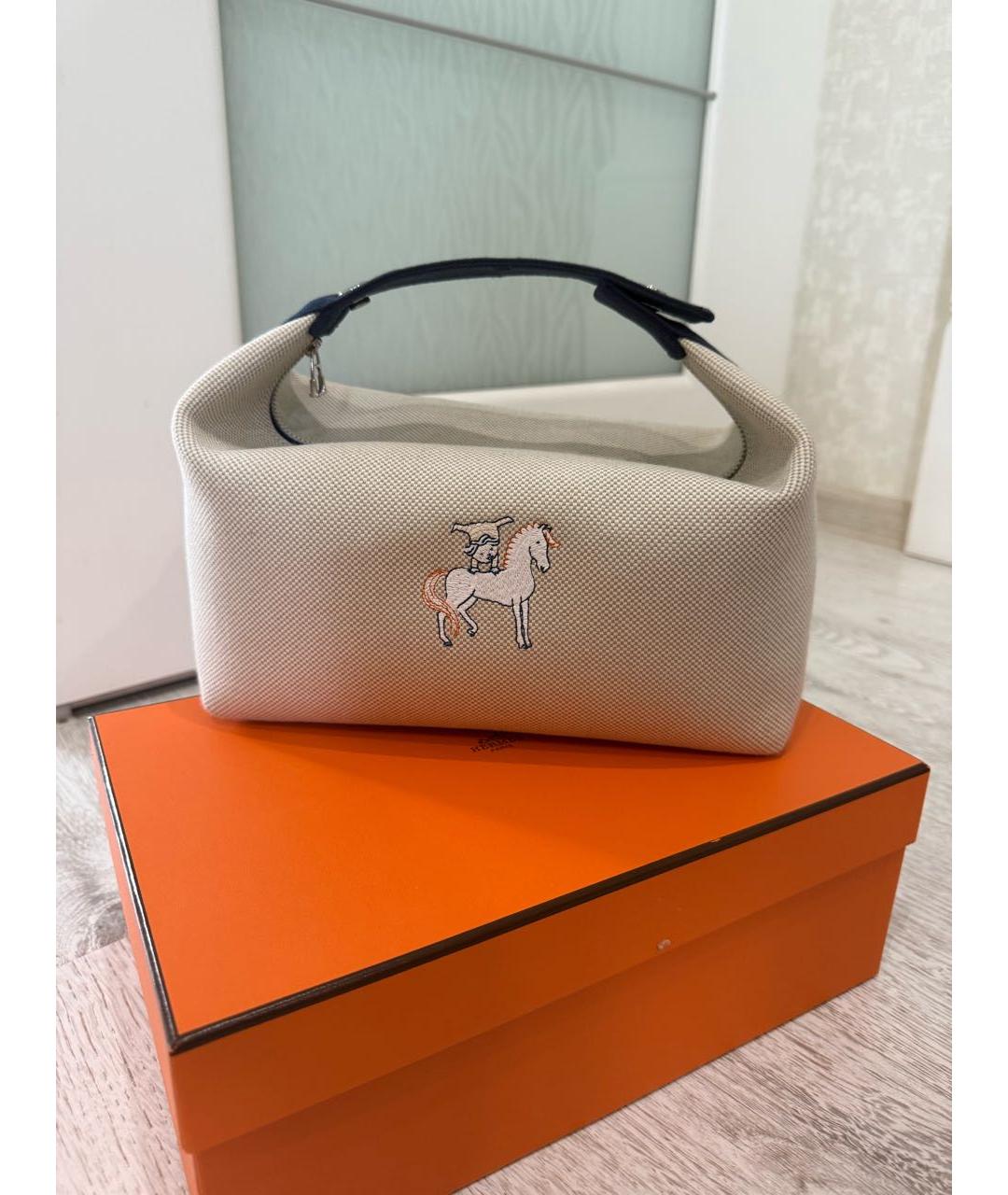 HERMES Бежевая косметичка, фото 8