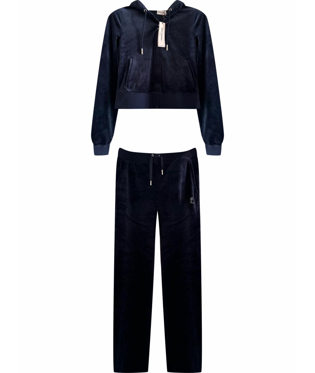 JUICY COUTURE Темно-синий велюровый костюм с брюками, фото 1